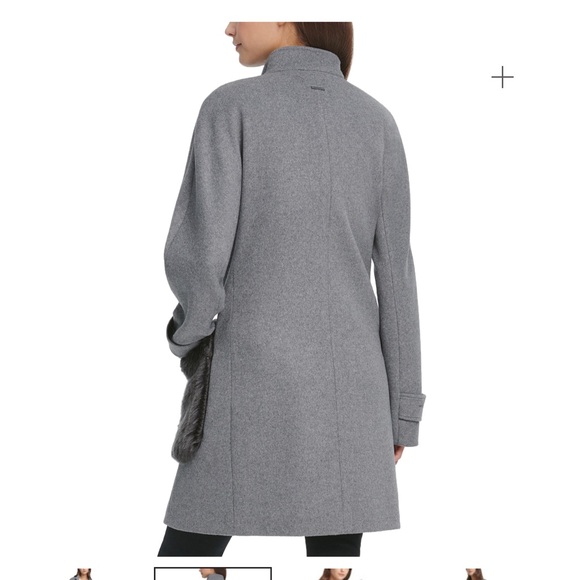 Gorgeous coat by DKNY with fur pockets. Offers welcome - Picture 3 of 4